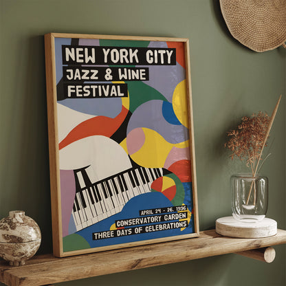 Jazz & Wine Festival New York City Retro Print