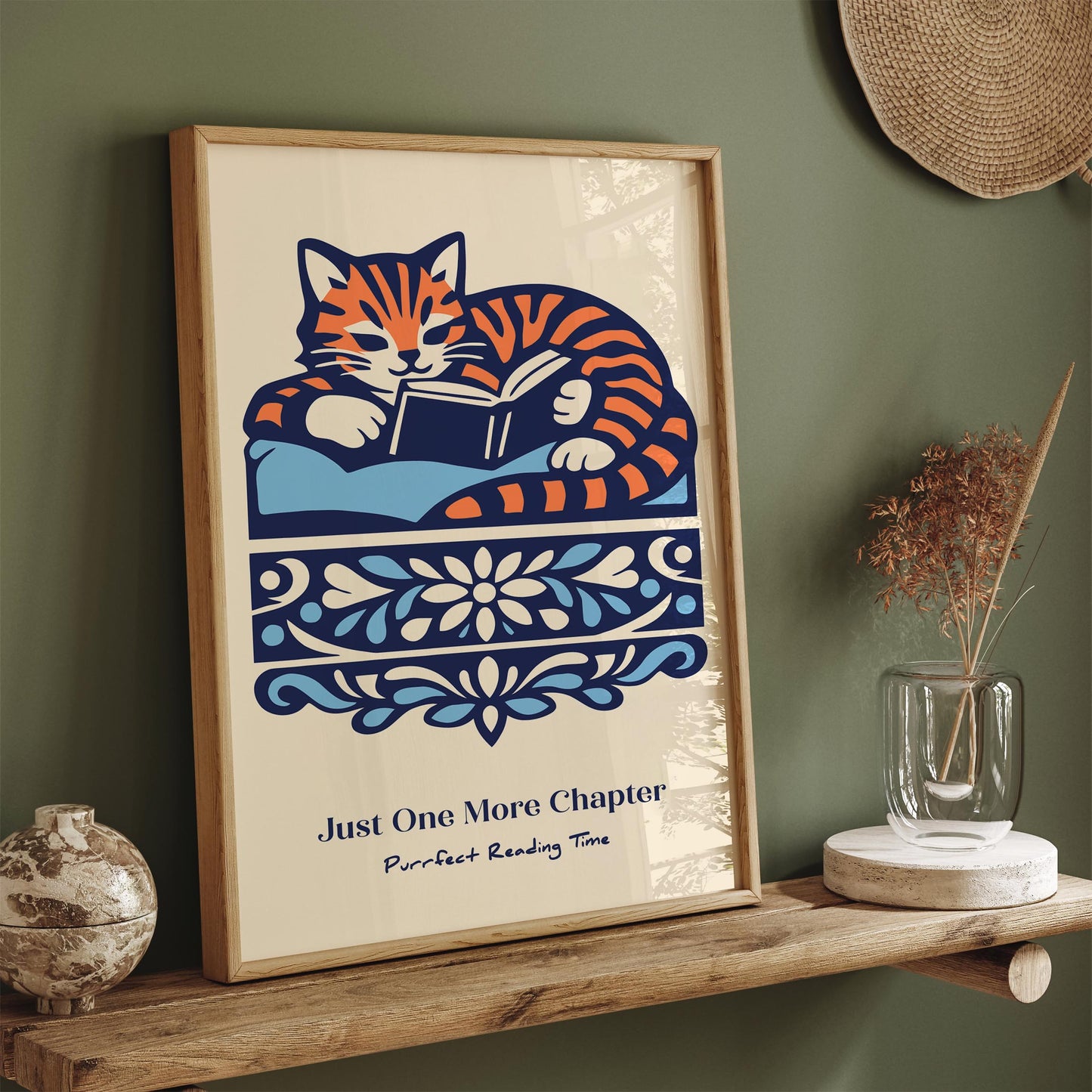 Just One More Chapter Reading Cat Poster