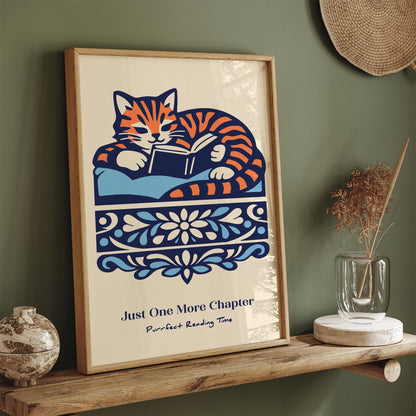 Just One More Chapter Reading Cat Poster