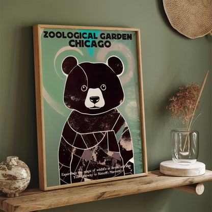 Chicago Zoo Garden Vintage Bear Poster