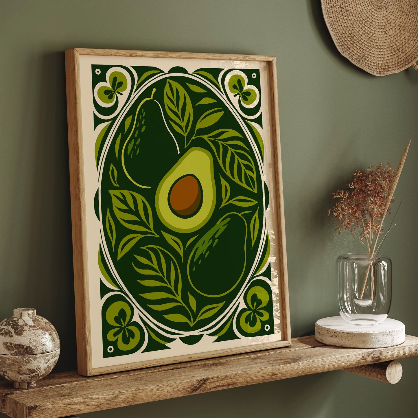 Green Rococo Avocado Poster