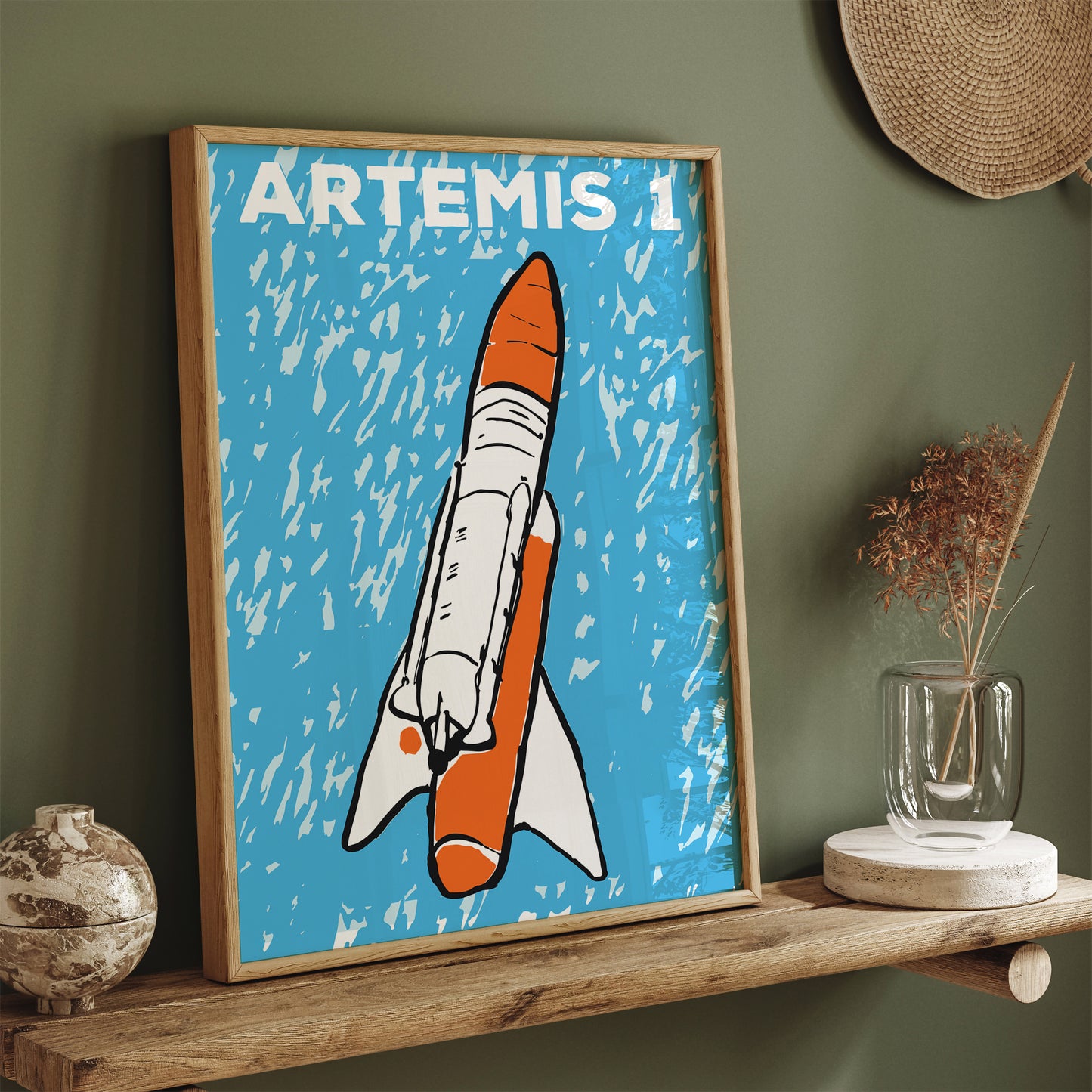 Artemis 1 Blue Art Print - Kids Room Decor