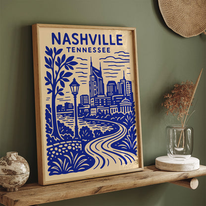 Nashville Tennessee Cityscape Travel Wall Art Print