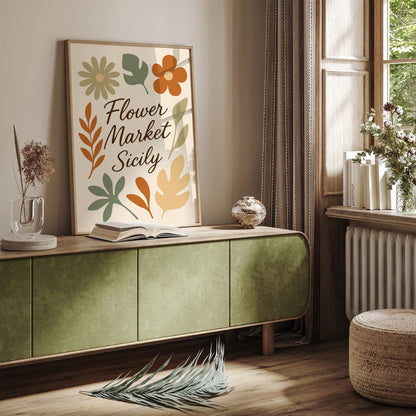 Flower Market Sicily Italy Poster