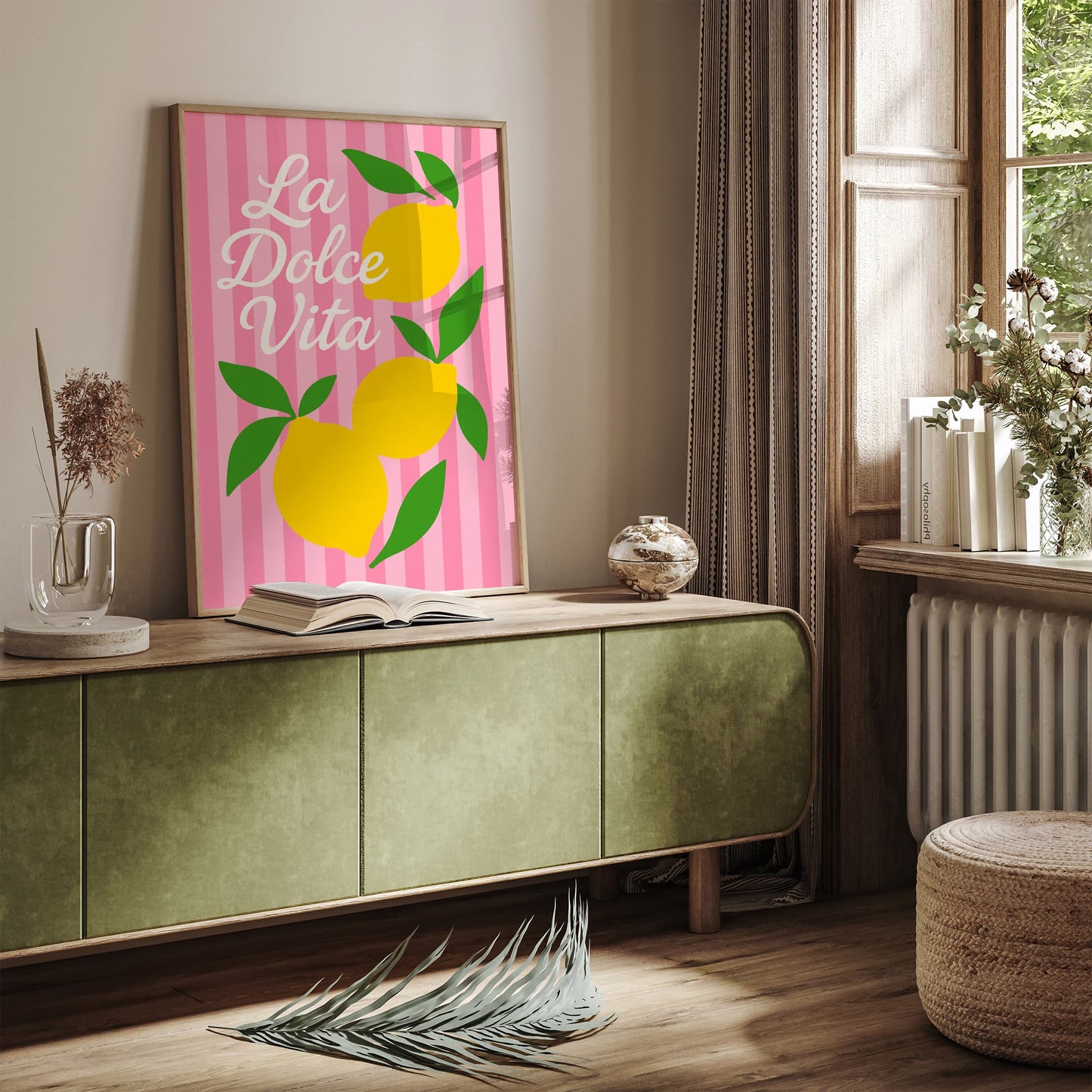 La Dolce Vita Poster - PInk Striped Pattern