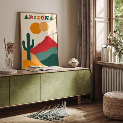 Arizona Travel Poster - Modern Wall Art - Arizona Colorful Gift Idea