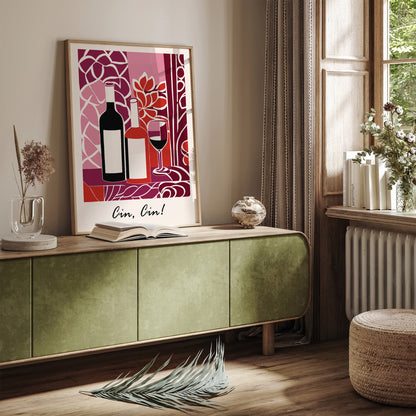 Cin Cin Wine Retro Art Print