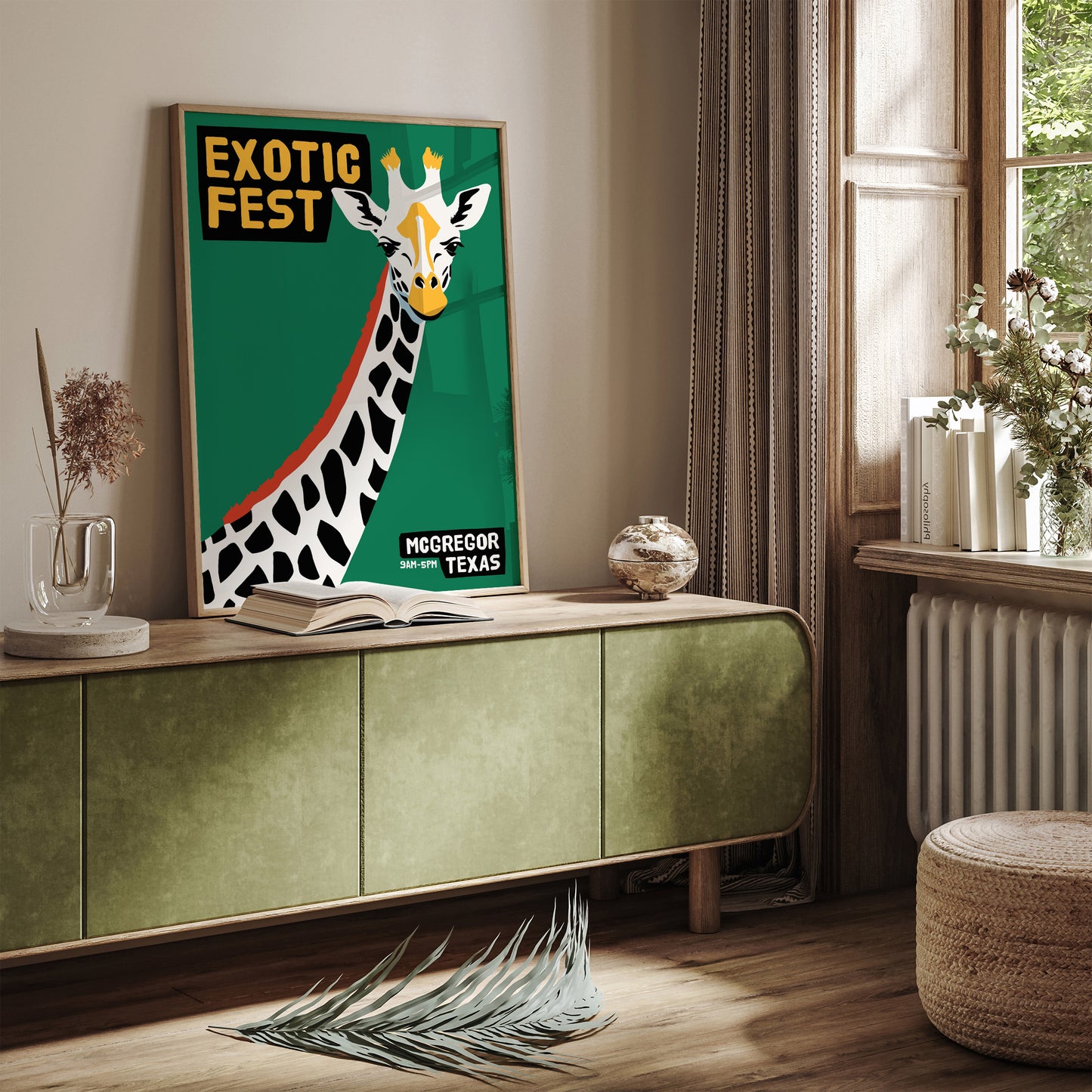 Exotic Fest - Retro Giraffe Poster