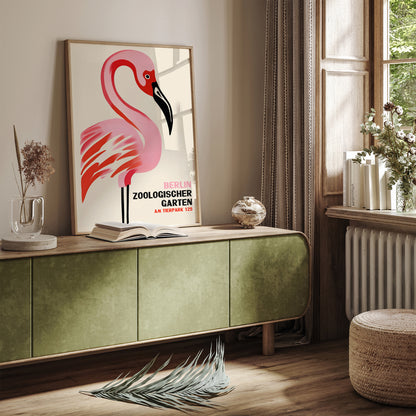 Berlin Zoo Retro Flamingo Poster