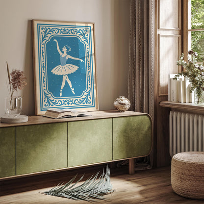 Mystical Ballerina Poster - Blue Dancer Kids Wall Art