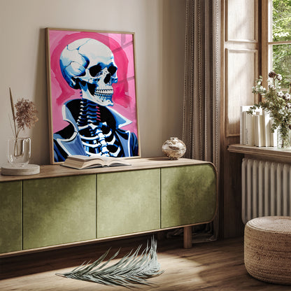 Skeleton Pink Halloween Art Print 2024