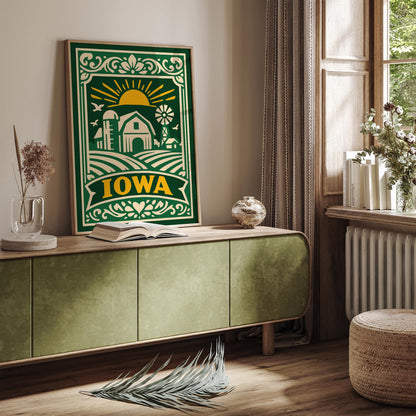 Iowa Green Poster - Travel Wall Art Print