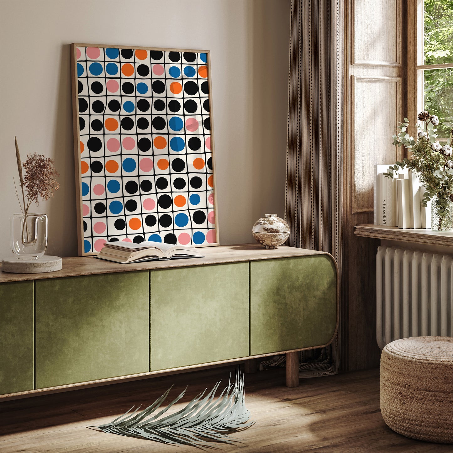 Mid-Century Abstract Dots Pattern Art Print