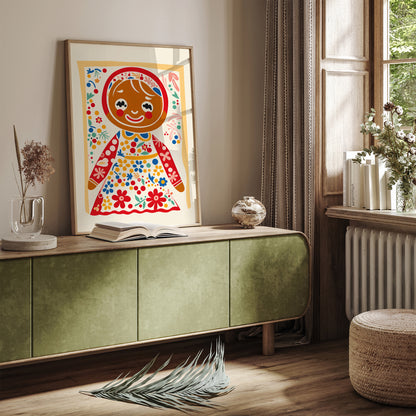 Gingerbread Girl Cute Wall Art Print