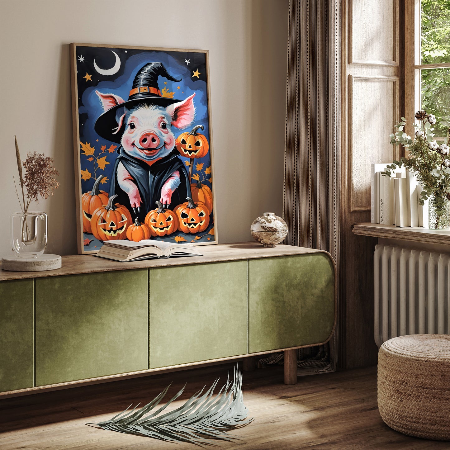 Halloween Pig Art Print Illustration