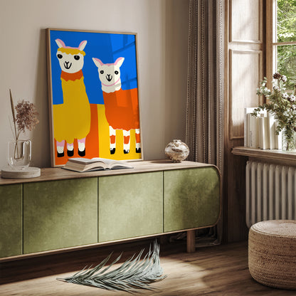 Funny Cute Llamas Kids Room Decor Art