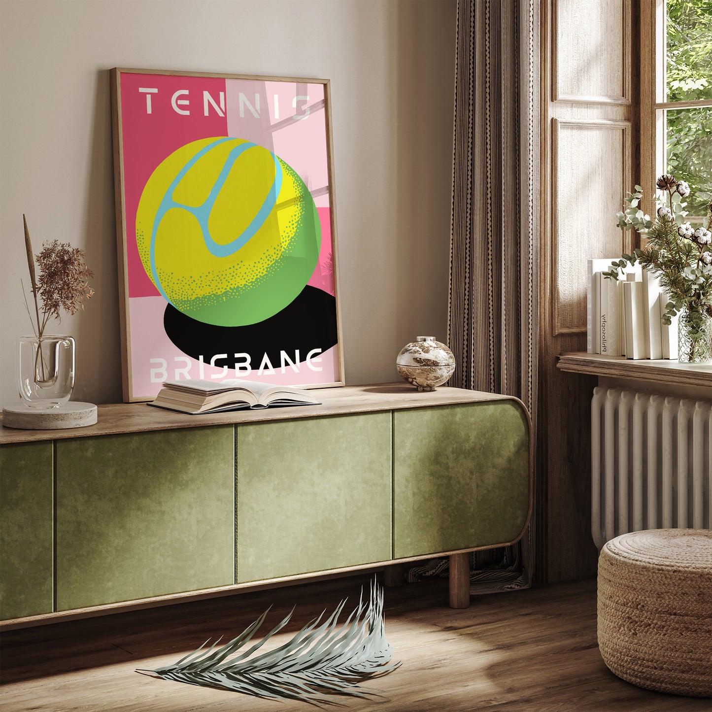 Brisbane Tennis Game Pink Sport Art Print