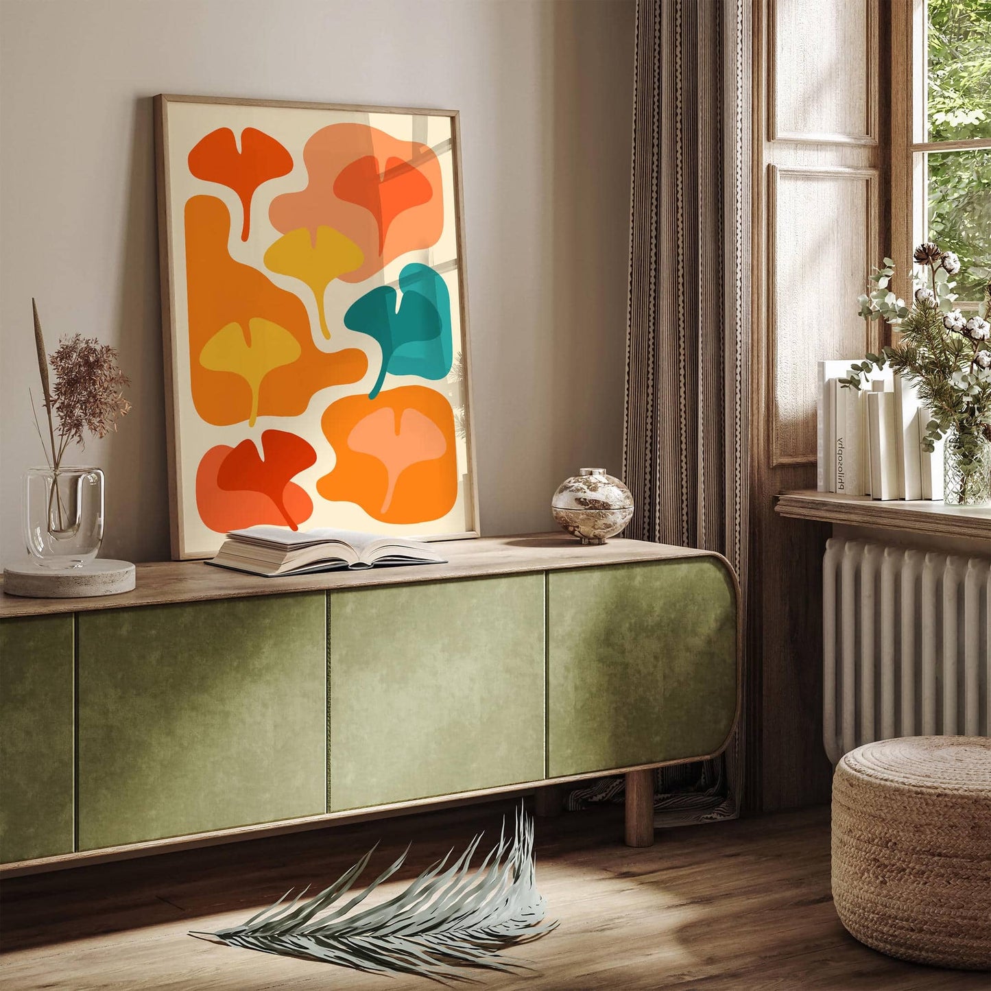 Colorful Vibrant Ginkgo Biloba Leaves Wall Art