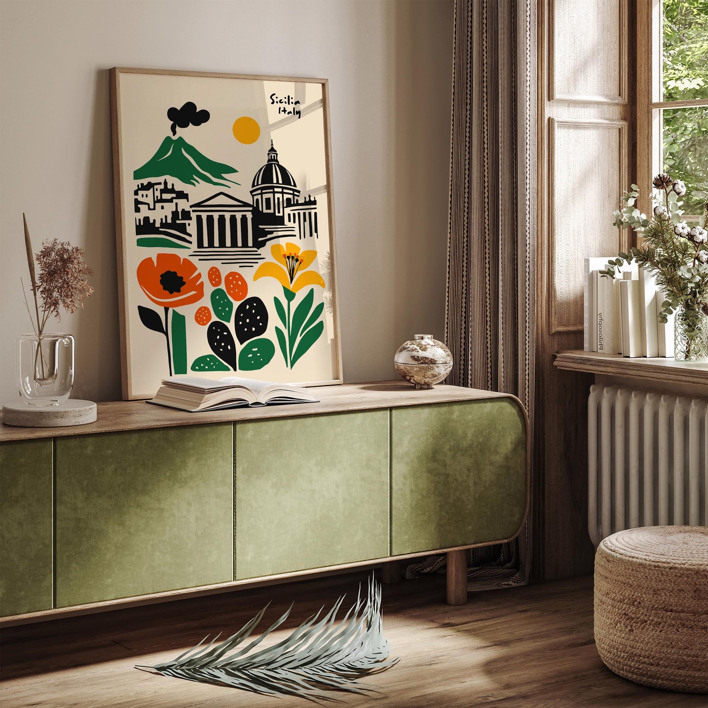 Sicilia Italy Travel Poster – Modern Italian Wall Art Print