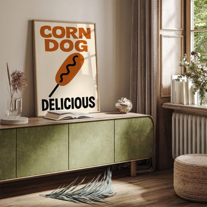 Corn Dog Delicious Pop Art Food Poster