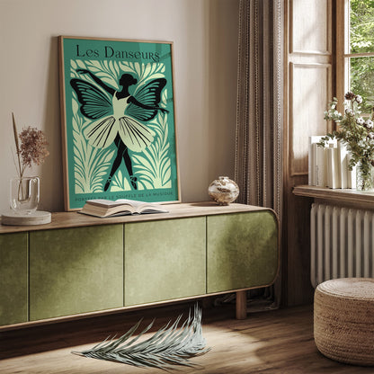 Les Danseurs French Green Ballet Poster
