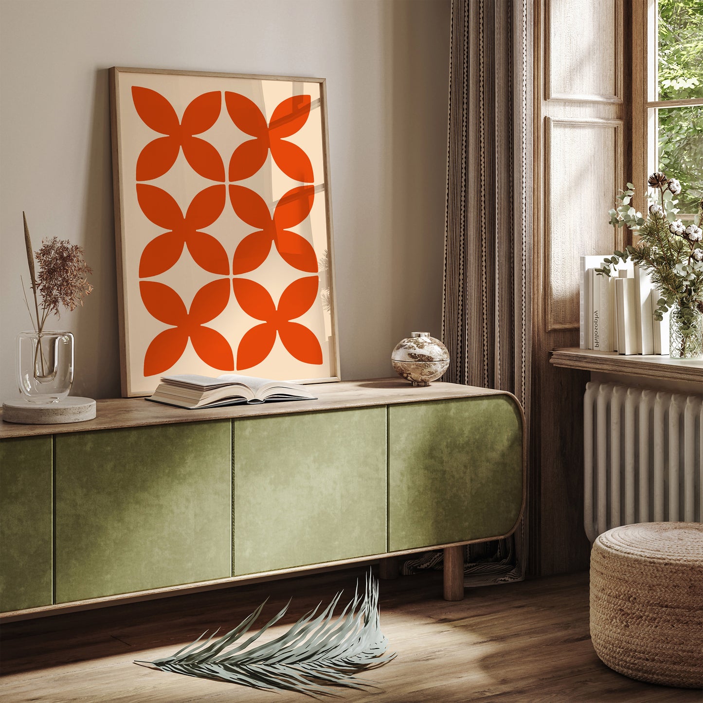 Retro Vibrant Red Abstract Shape Poster