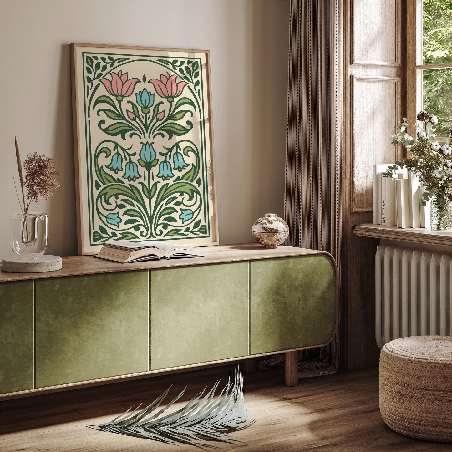 Art Nouveau Floral Wall Art Print – Vintage Botanical Poster