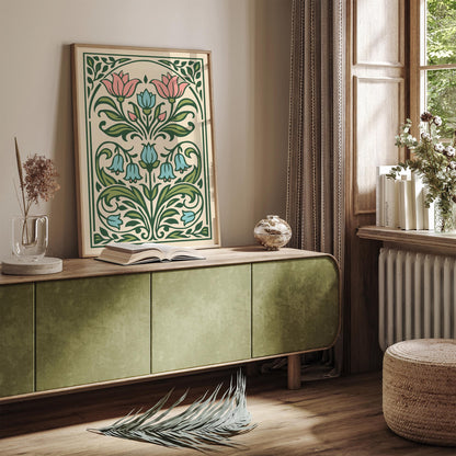Art Nouveau Floral Wall Art Print – Vintage Botanical Poster