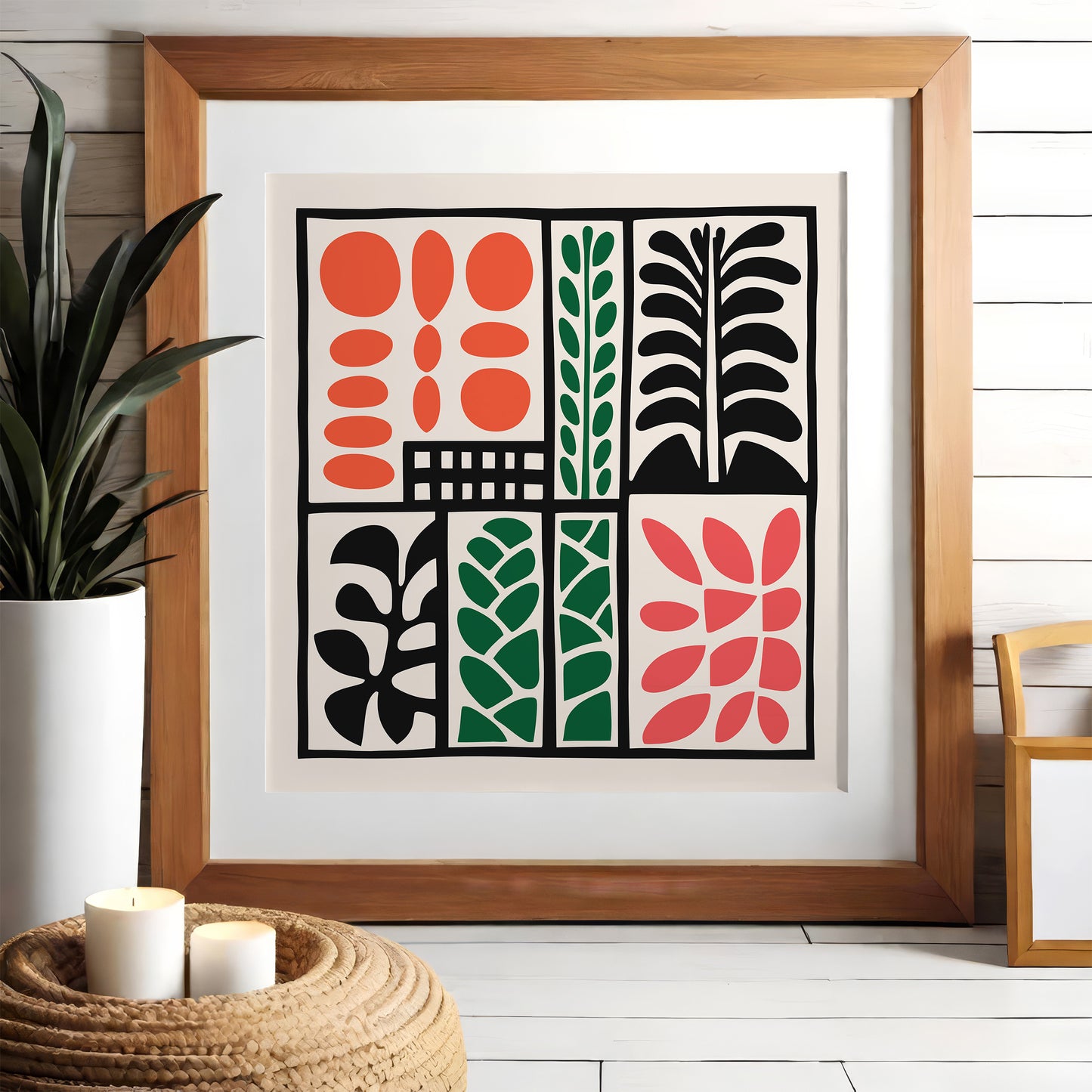 Retro Cutouts Square Nature Print