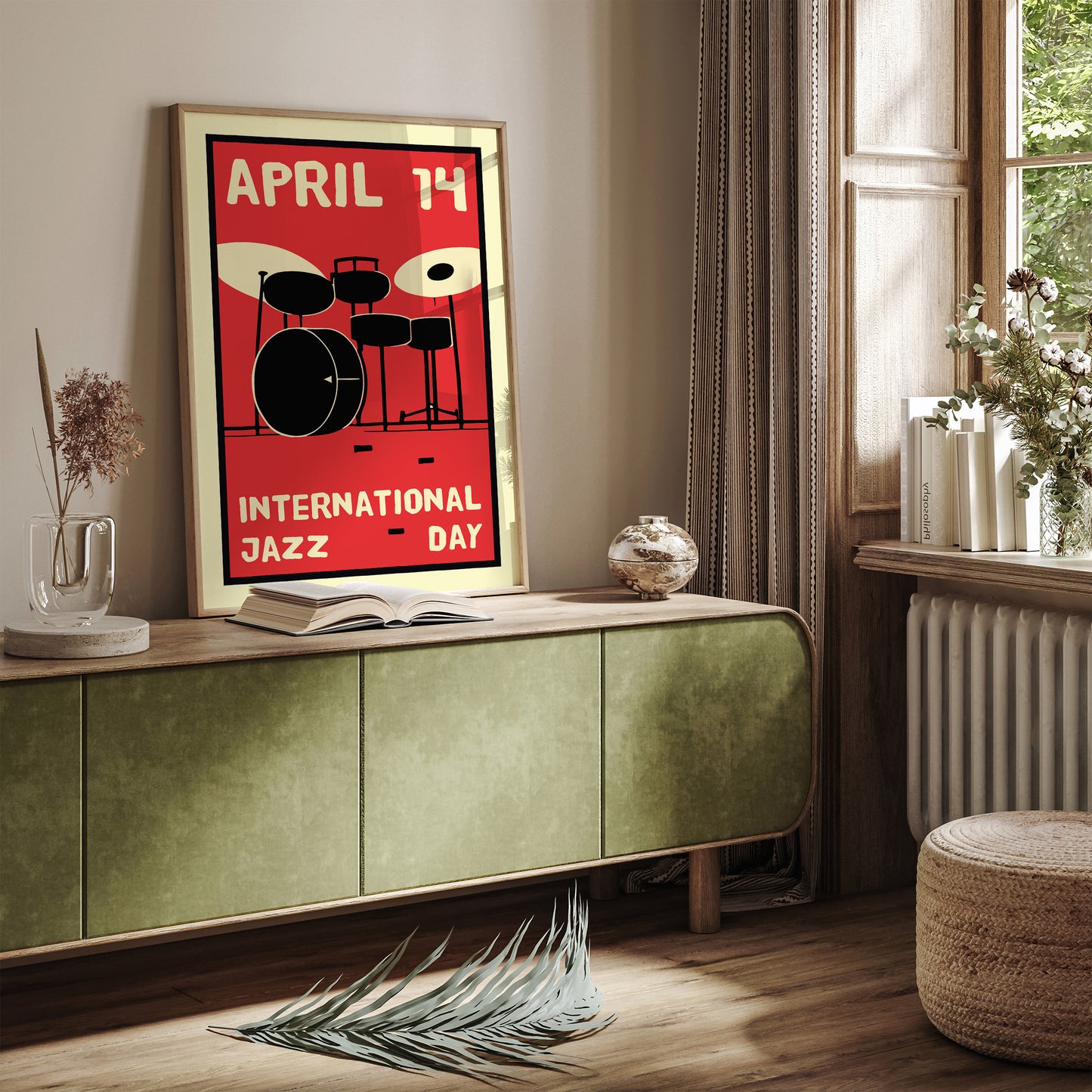 Jazz Day Music Art Red Print