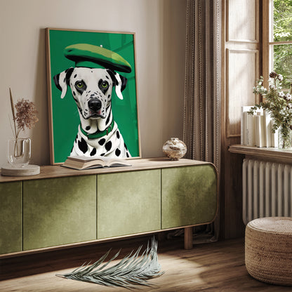 French Dalmatian Dog Green Poster