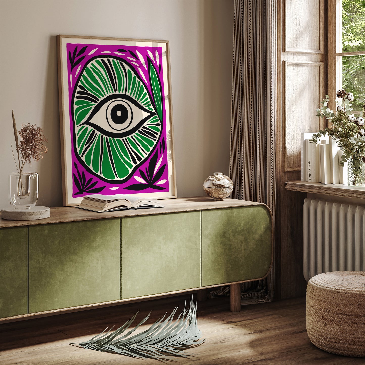 Green Eye Groovy Abstract Wall Art 2024