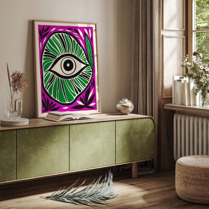 Green Eye Groovy Abstract Wall Art 2024