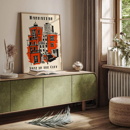 Manhattan Jazz in the City Retro Music Poster