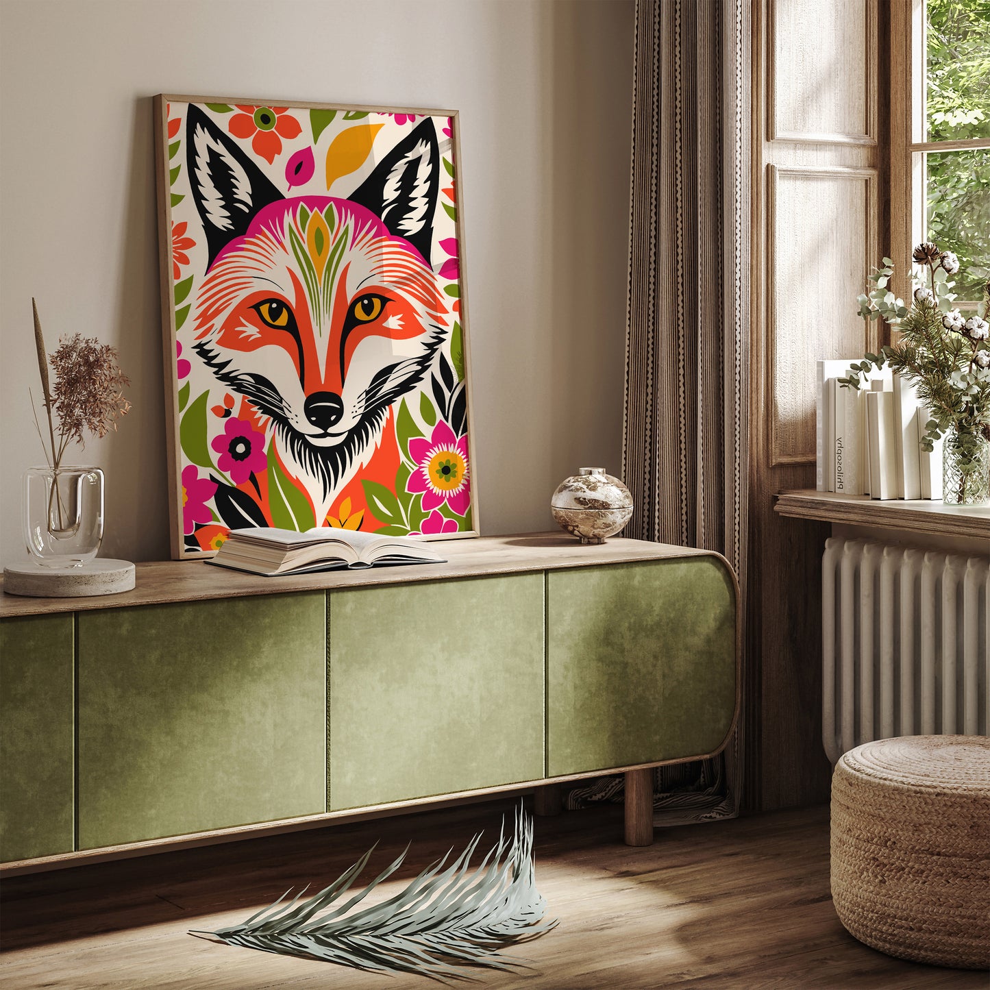 Colorful Bohemian Fox Art Print