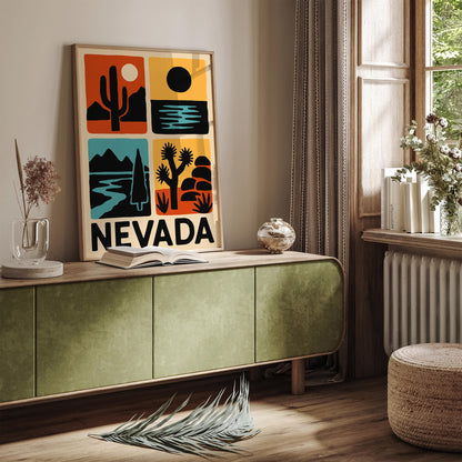 Nevada Travel Poster - Retro Wall Art
