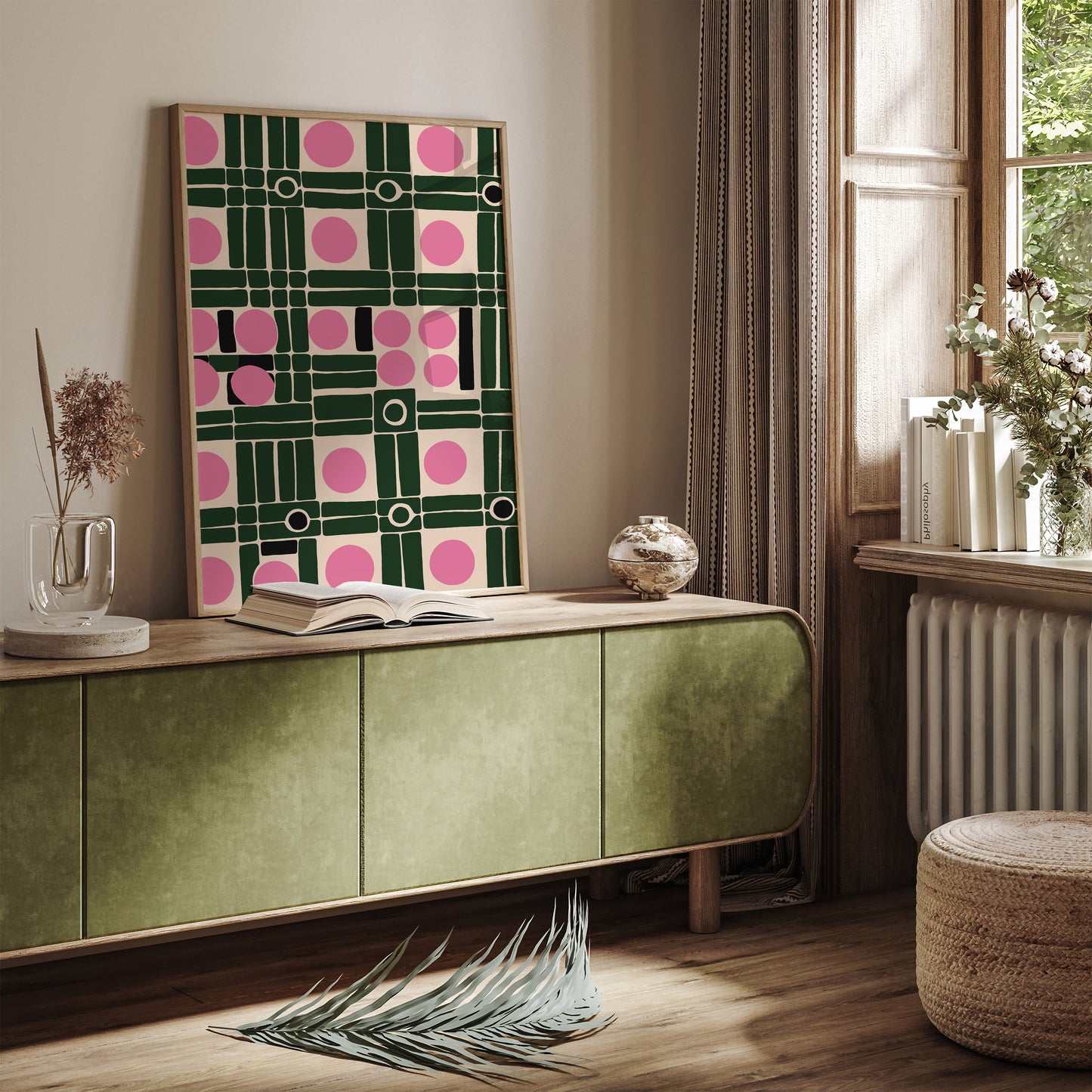 Modern Pink Green Abstract Print