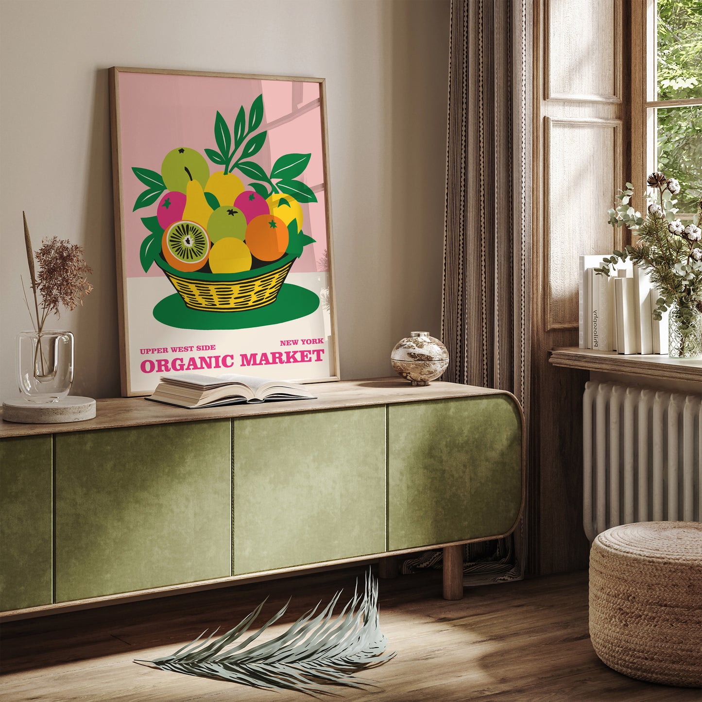 Organic Fruit Market NYC Retro Wall Art