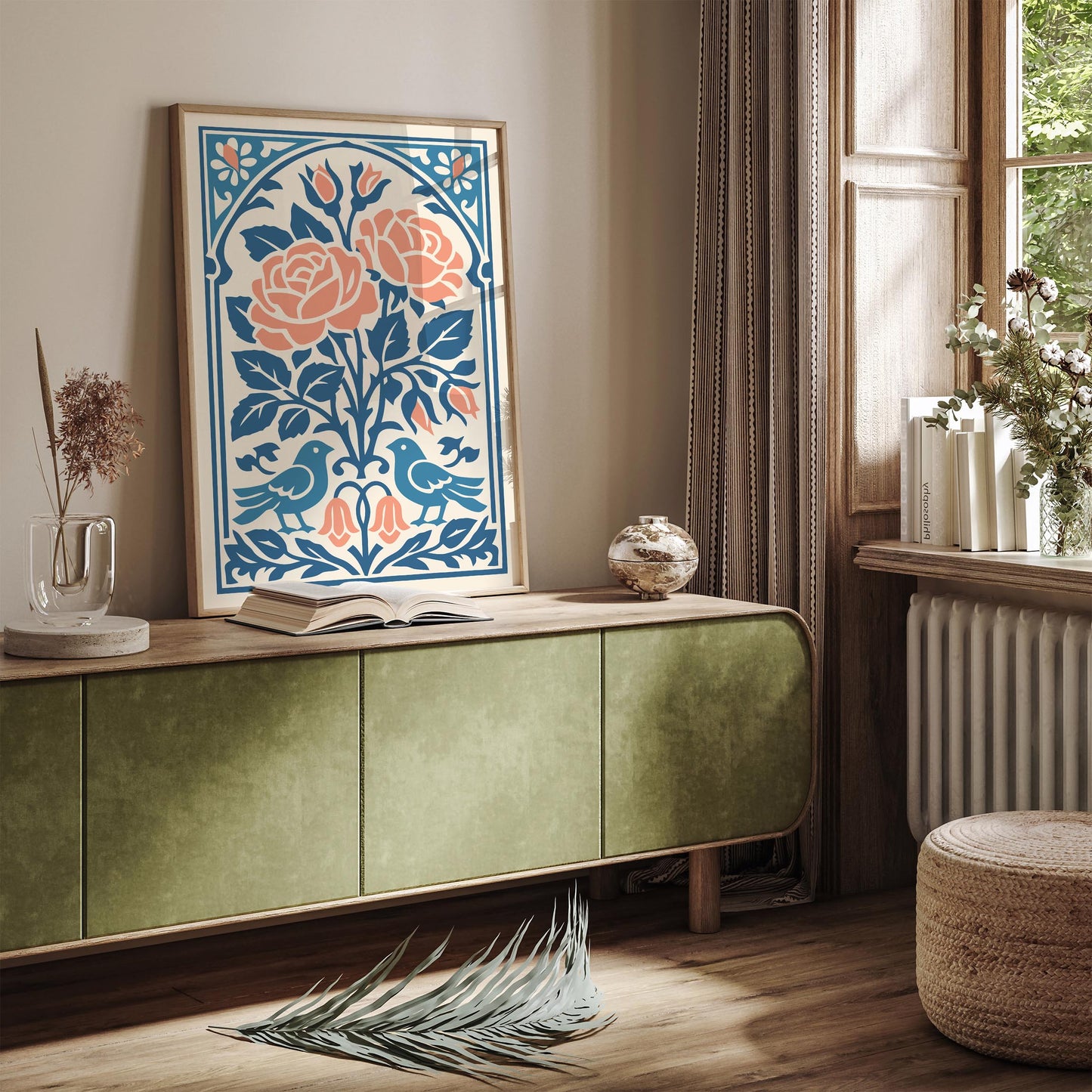 Roses & Birds Wall Art Print