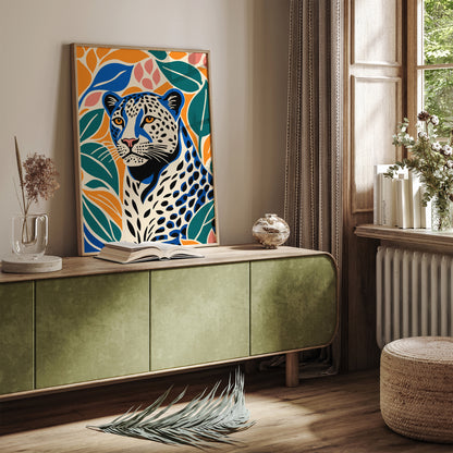 Cute Cheetah Art Print in Vibrant Colors