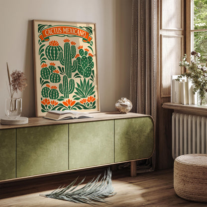 Mexican Cactus Floral Poster