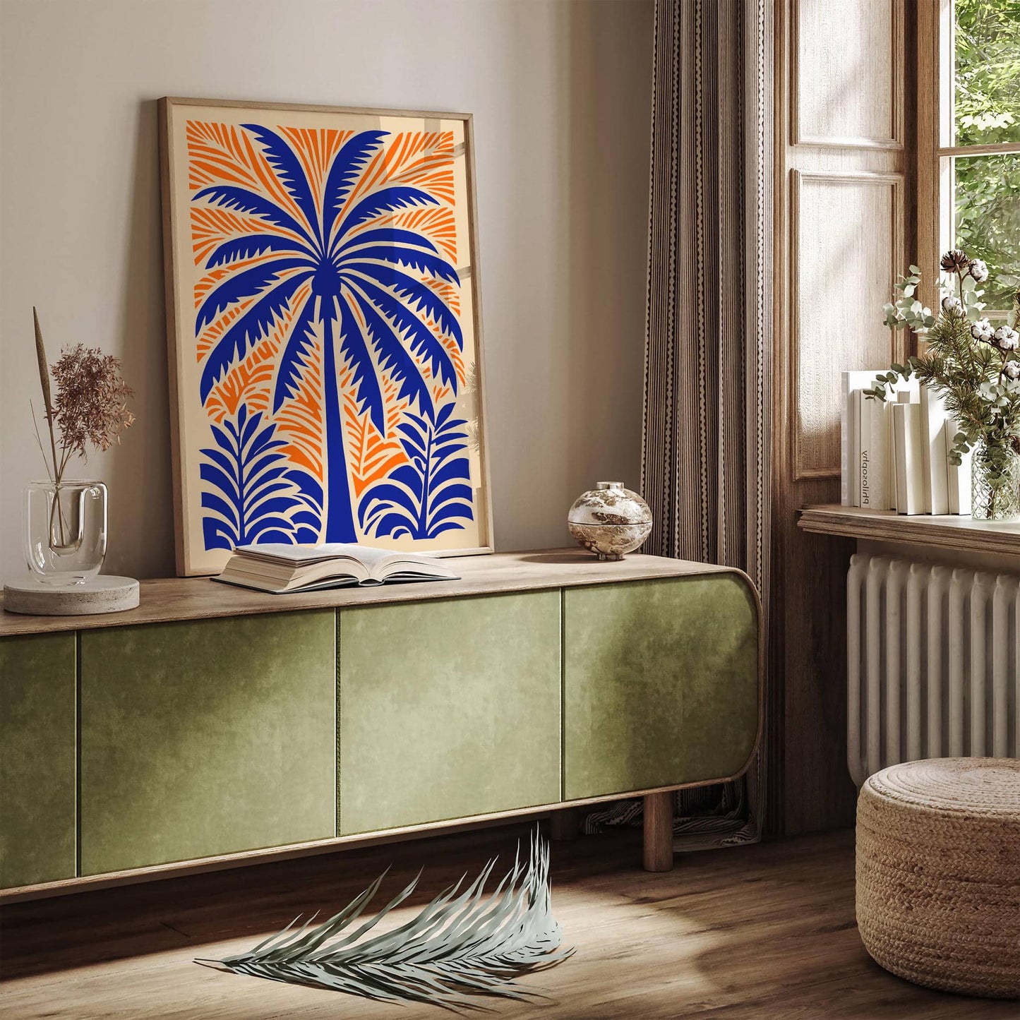 Eclectic Big Blue Palm Tree Art Print
