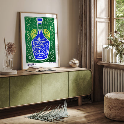 100% Agave Retro Tequila Poster