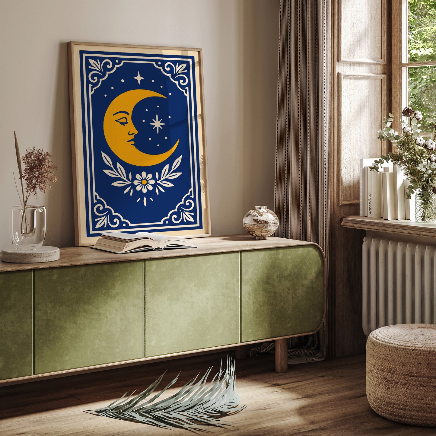 Yellow Moon Art Print - Mystical Wall Art Poster