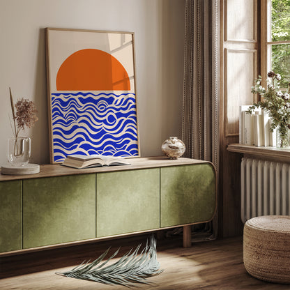 Mid Century Sun Waves Art Print 2024