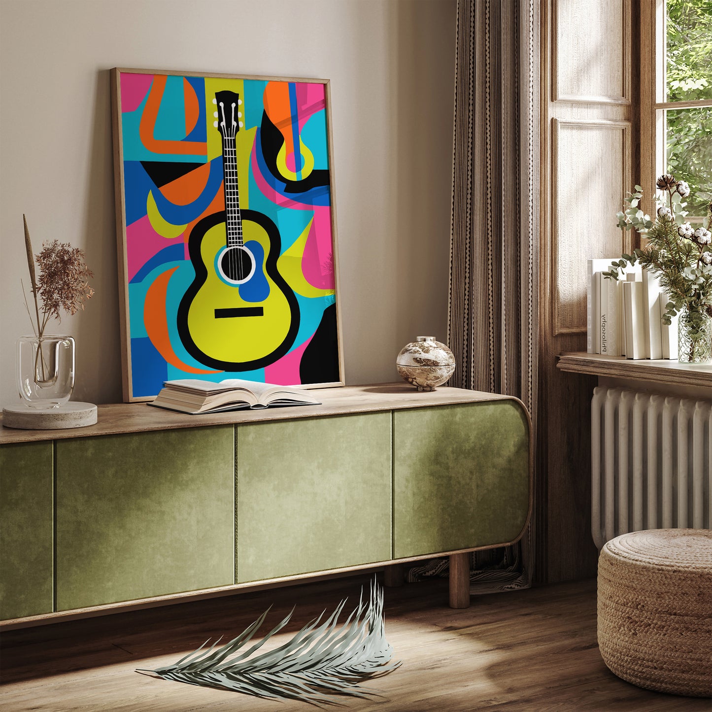 Modern Guitar Colorful Poster