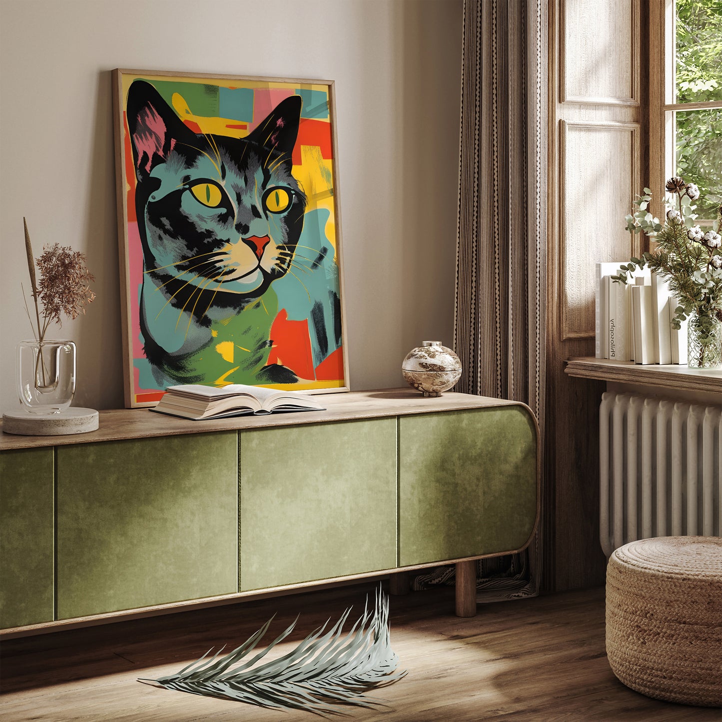 Colorful Retro Cat Reproduction Poster