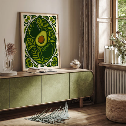 Green Rococo Avocado Poster