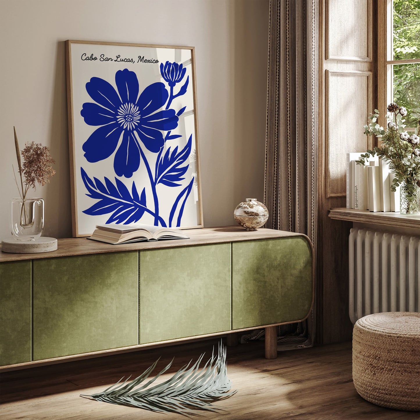 Cabo San Lucas Print - Tropical Blue Flower Decor