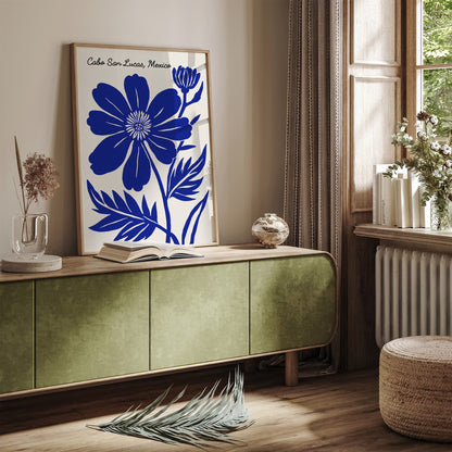 Cabo San Lucas Print - Tropical Blue Flower Decor